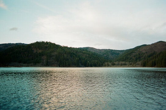 Small quiet lake in the mountains of Idaho.