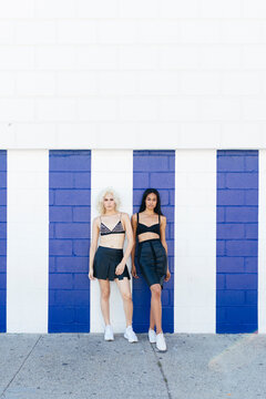 Female Fashionable Friends Out in Coney Island . Us New york Cit