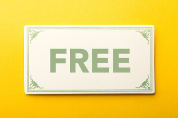 Free Label On Yellow Background