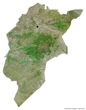 Central Darfur, state of Sudan, on white. Satellite