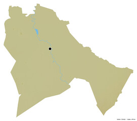 Sennar, state of Sudan, on white. Relief