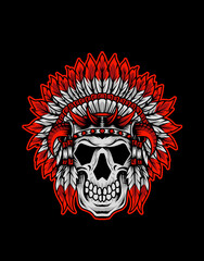 Indian apache skull head vector illustration design.