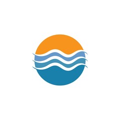 wave sun logo icon vector illustration design