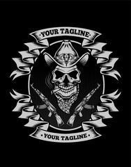 Gangster skull -vector illustration art. 