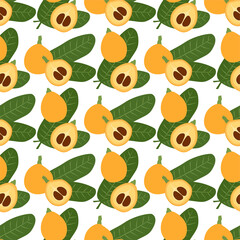 Loquats or Japanese medlar. Seamless Patterns 