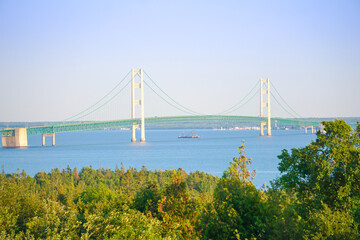 Beautiful Mackinac Bridge connecting the lower peninsula of Michigan to the upper peninsula.