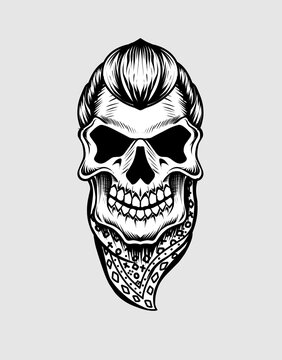 Gangster skull -vector illustration art. 