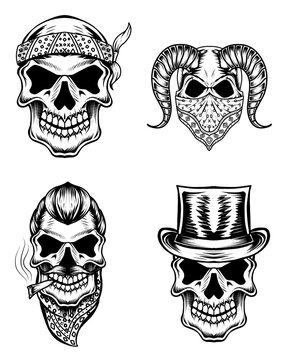 Silhouette Gangster Skull Tattoo Death Head with Hat Vector Stock Vector   Illustration of tattoo halloween 212215822