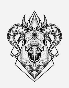 Illustration vector goat skull good print for t-shirt