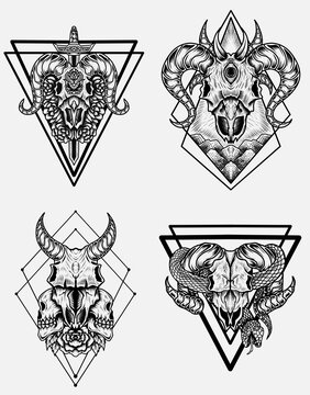 Illustration vector goat skull good print for t-shirt