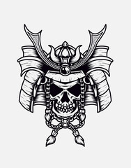 Samurai warrior mask. Traditional armor of japanese warrior-vector illustration design