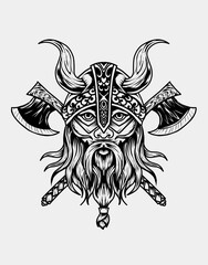 Viking head vector illustration art.