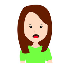 Doodle Woman Cartoon Potrait Avatar Angry Illustration Vector