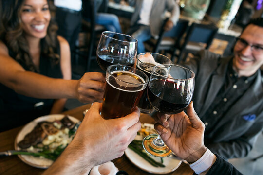 Restaurant: Friends Celebrate Occation With A Toast