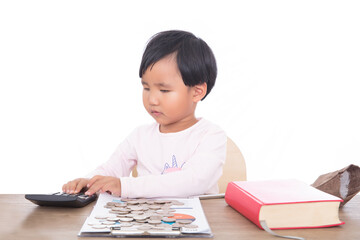 Little girl doing financial planning