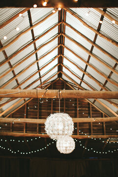 Barn wedding at night