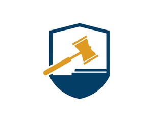 Shield with law hammer inside