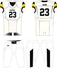 American Football jersey uniforms mock ups design template front and back view illustration vectors