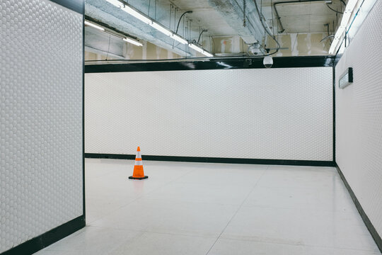 Empty hallway in a subway system station.