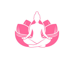 Woman meditation in the lotus flower