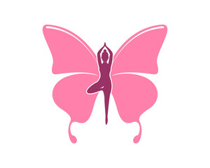 Woman yoga with butterfly wings