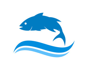 Fototapeta premium Jumping fish on the blue waves