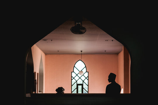 Thai Muslim man praying in mosque
