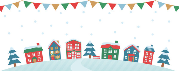 Obraz premium 雪の降るクリスマスの街並み