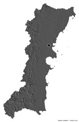 Chumphon, province of Thailand, on white. Bilevel