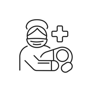 recommend clip art: Obstetrician gynecologist black line icon. Pictogram for web, mobile app, promo. UI UX design element.