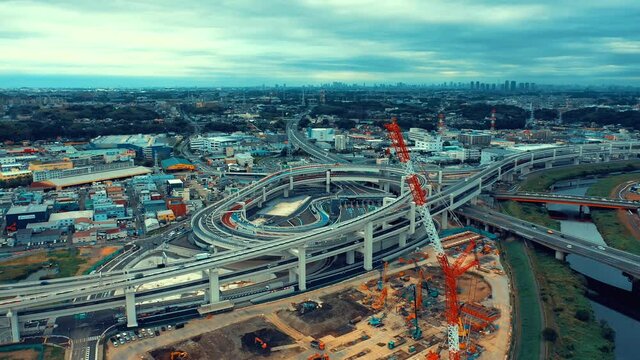 city-junctLandscape of distant cityscape, construction site and junction