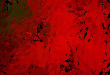 Dark Green, Red vector natural artwork with leaves.