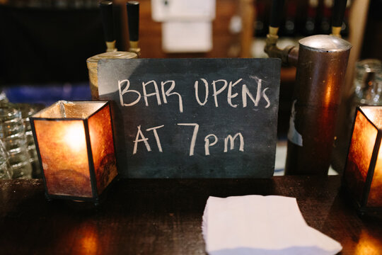 Bar Opens at 7 PM Chalkboard Sign