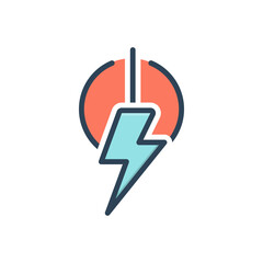 Color illustration icon for power