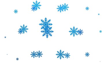Light BLUE vector template with ice snowflakes. Snow on blurred abstract background with gradient. The pattern can be used for new year leaflets.