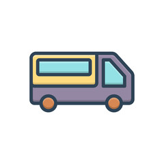Color illustration icon for pickup van