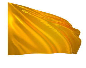 Waving golden fabric on white background 3d illustration