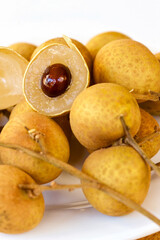 Longon (Dimocarpus longan) fruit for sale in a Cambodian market.