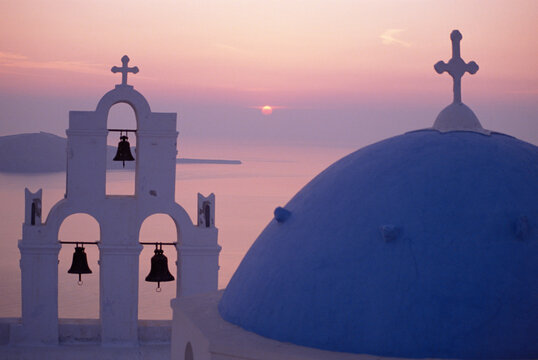 Beautiful Churches Of Santorini. Greece.