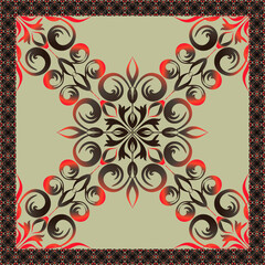 vector scarf with Brown color. Abstract seamless vector pattern with hand drawn elements.vector flowers Design.