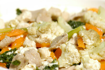 Asian cuisine with vegetables and meat
