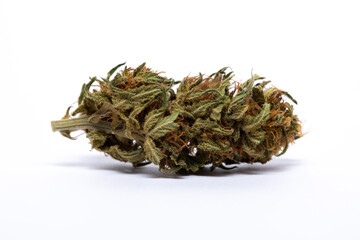 Flowers of Blue Dream Cannabis marijuana weed strain isolated on white background close up