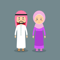 Couple Character Wearing Muslim Dress