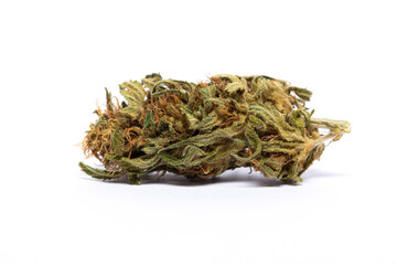 Fototapeta na wymiar Flowers of Blue Dream Cannabis marijuana weed strain isolated on white background close up