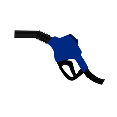 Blue gasoline pump gun on white background