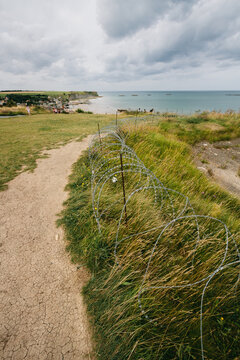 Normandy Landings, remains of artificial port at Arromanches-les-Bai ns, France