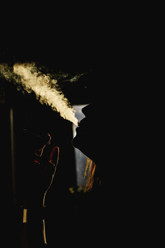 Woman smoking.