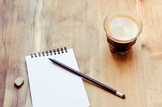 work place with coffee and notepad
