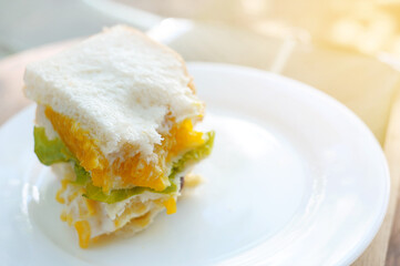 fruit salad sandwich on white dish