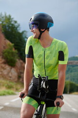 triathlon athlete riding bike